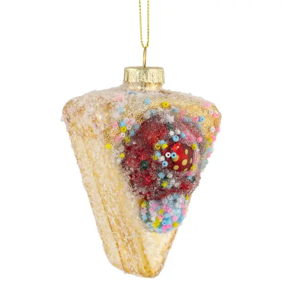 Northlight 3" Double Layer Slice of Cake Glass Christmas Ornament Gold {4}