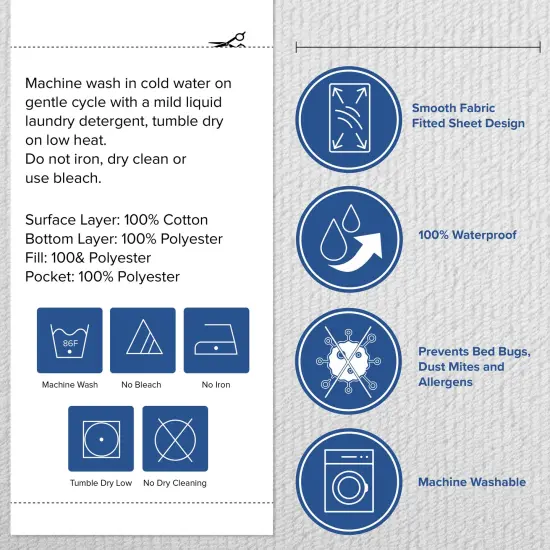 Emma and Oliver Smooth Fabric Waterproof And Hypoallergenic Mattress Protector {2}