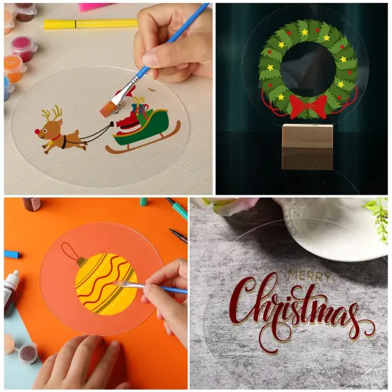 30 Pieces Acrylic Disc Clear Acrylic Circle Blanks Round Acrylic Sheets Transparent Acrylic Ornaments Blanks Round Acrylic Disk for Halloween Christmas Thanksgiving Day DIY Projects Crafts (3.5 Inch) {4}