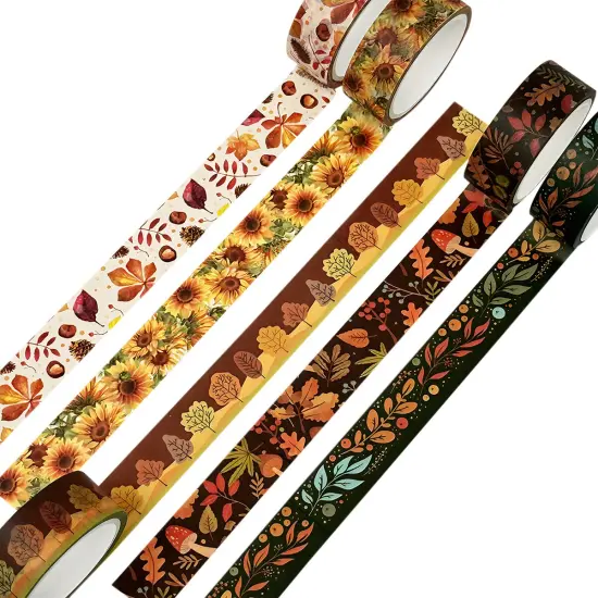 Wrapables Decorative Washi Tape for Scrapbooking, Stationery, Diary, Card Making (10 Rolls), Autumn Day {3}