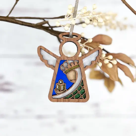 3.5" (H) Christmas Nativity Green Wise Man Ornament - Handcrafted in Texas - Mother's Angels&reg; Christmas Angel Wings Figurine {4}