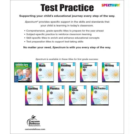 Spectrum Test Practice 1st Grade Workbooks, Math, Language Arts, Reading Comprehension, Grammar, Spelling, Vocabulary, and Writing Practice, Classroom or Homeschool Curriculum {2}