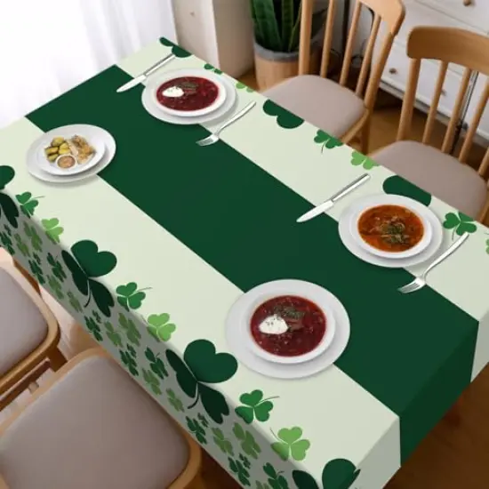 3 Pack Disposable Plastic 54" x 108" St Patricks Day Decorations, Shamrock Patterned Spring St Patricks Party Table Cloth for Dining Room Kitchen Decor {4}