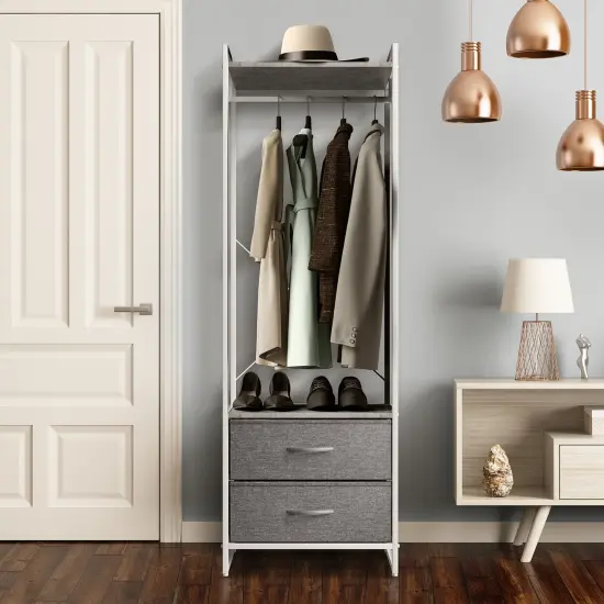 Sorbus Clothing Rack with Drawers - Clothes Stand Dresser - Wood Top, Steel Frame, & Fabric Drawers - Tall Closet Storage Organizer - Garment Rack for Hanging Shirts, Dresses, & Jackets Grey {3}