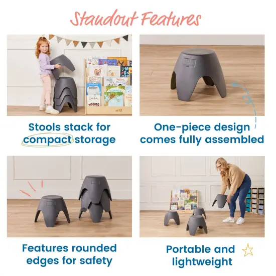 Ayana Stool Set, Flexible Seating, 4-Pack Dark Grey {5}