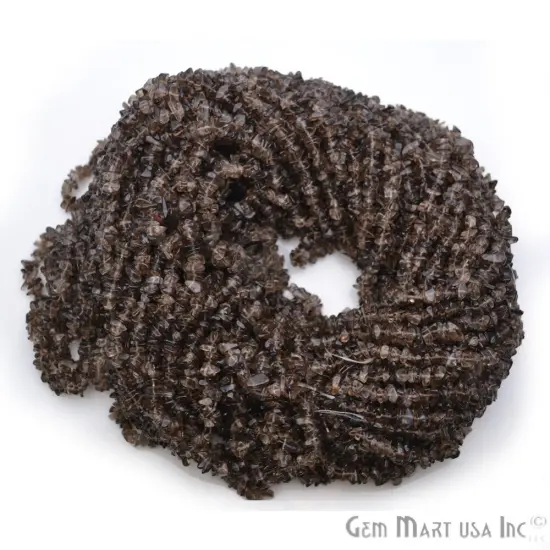 Smokey Topaz Chip Beads, 34 Inch, Natural Chip Strands, Drilled Strung Nugget Beads, 3-7mm, Polished, GemMartUSA (CHST-70001) {3}