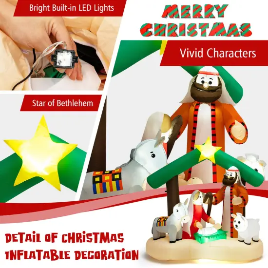 6.7 Feet Christmas Inflatable Nativity Scene with LED Lights {5}