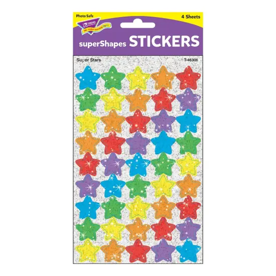 Super Stars superShapes Stickers-Sparkle, 180 Per Pack, 6 Packs {4}