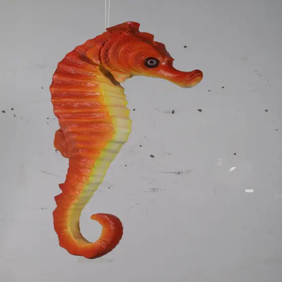 Medium Orange Seahorse Statue {4}