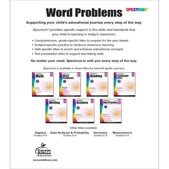 Spectrum 7th Grade Math Word Problems Workbook, Ages 12 to 13, Grade 7 Math Word Problems, Percent and Statistics, Perimeter, Area and Volume, and Geometry Workbook - 128 Pages {2}