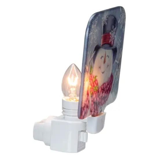 Northlight Happy Snowman Glass Christmas Night Light - 4" Blue {4}