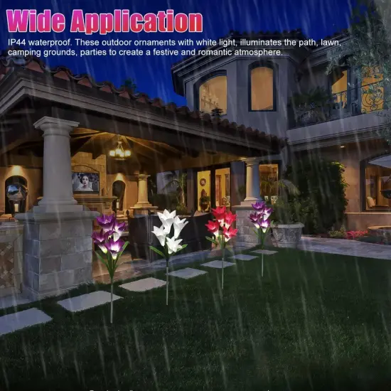 4pcs LED Solar Flower Lights Outdoor Garden Stake Landscape Decor Lamp w/ Remote {2}