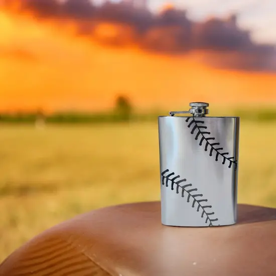 8oz Baseball Stainless Steel Flask {6}
