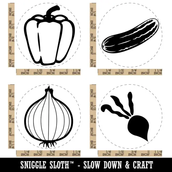 Vegetable Labels Radish Onion Cucumber Bell Pepper Rubber Stamp Set for Stamping Crafting Planners {1}