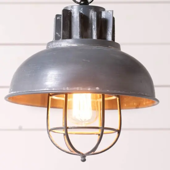 Irvins Country Tinware Industrial Warehouse Pendant Grey {4}
