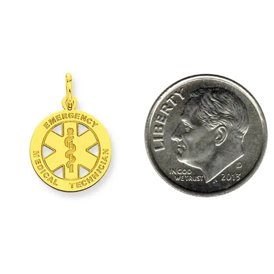 14K Yellow Gold Small High Polish EMT Medical Pendant Jewerly 18.4mm x 13.1mm {2}