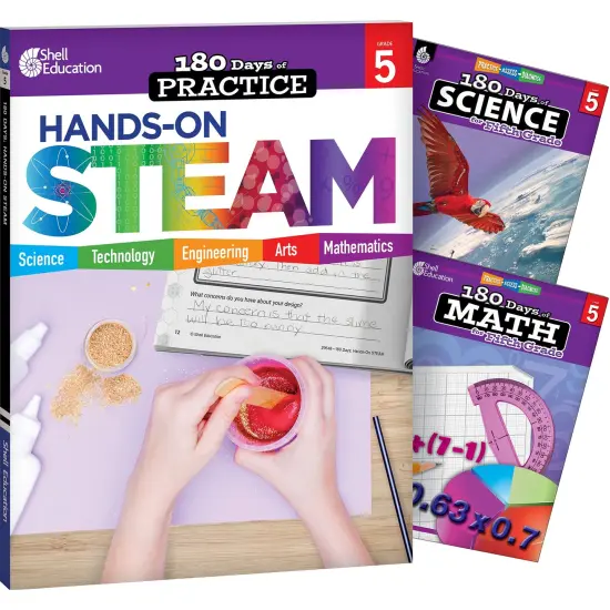 180 Days STEAM, Science, & Math Grade 5: 3-Book Set {1}