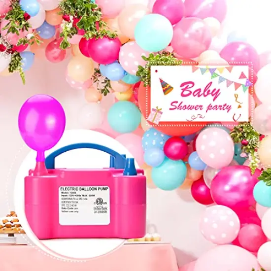Electric Air Balloon Pump, 110V 600W Portable Dual Nozzle Inflator/Blower in Rose Red for Party Decorations {1}