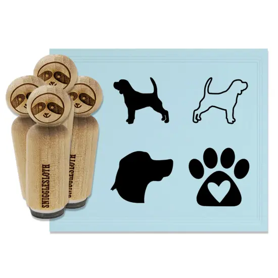 Beagle Dog Face Profile Paw Print Heart Love Rubber Stamp Set for Stamping Crafting Planners {7}