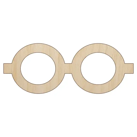Round Glasses Unfinished Wood Shape Piece Cutout for DIY Craft Projects {1}