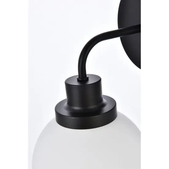 Hanson 1 light bath sconce in black with frosted shade {5}