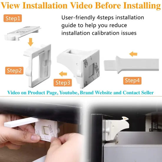 Adhesive Magnetic Locks for Cabinets & Drawers (16 Locks and 2 Keys) {3}