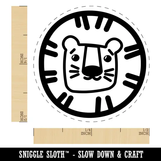 Lion Face Doodle Self-Inking Rubber Stamp for Stamping Crafting Planners Green {1}