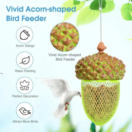 Metal Acorn Wild Bird Feeder Outdoor Hanging Food Dispenser for Garden Yard-Brown {6}