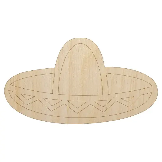 Sombrero Mexico Mexican Fiesta Hat Unfinished Wood Shape Piece Cutout for DIY Craft Projects {7}