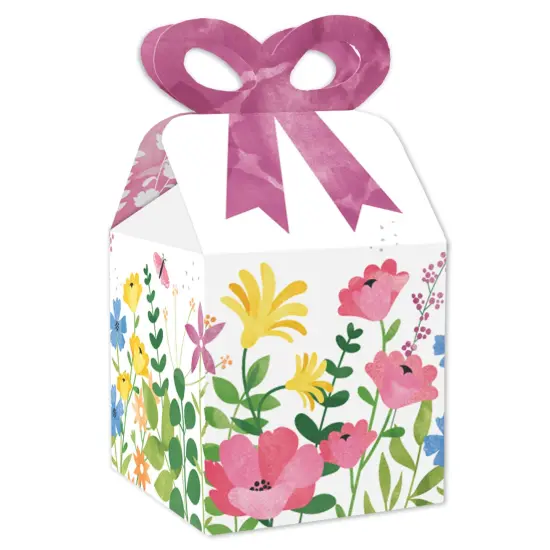 Big Dot of Happiness Wildflowers - Square Favor Gift Boxes - Boho Floral Party Bow Boxes - Set of 12 {1}