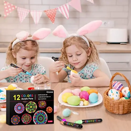 Set of 12 Acrylic Paint Pens Paint Markers for Rocks, Craft, Ceramic, Glass, Wood, Fabric, and Canvas Art Crafting Supplies {6}