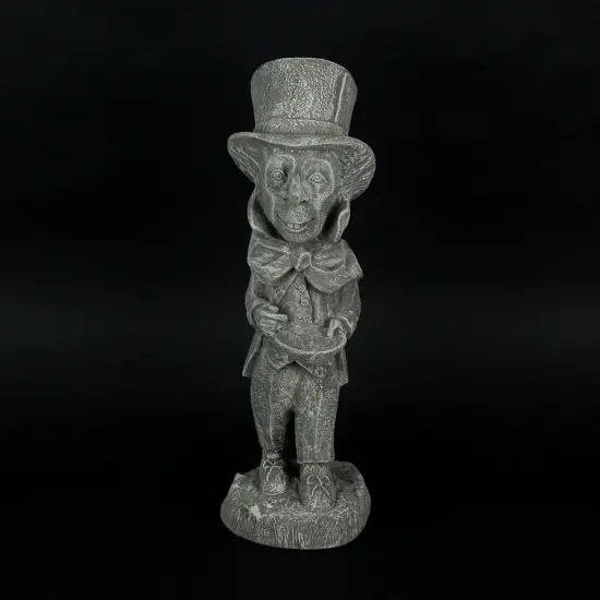 Mad Hatter Alice in Wonderland Light Gray Finish Statue 19 in-CEMENT {5}