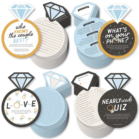 Big Dot of Happiness Just Engaged - Black and White - 4 Engagement Party Games - 10 Cards Each - Gamerific Bundle {1}
