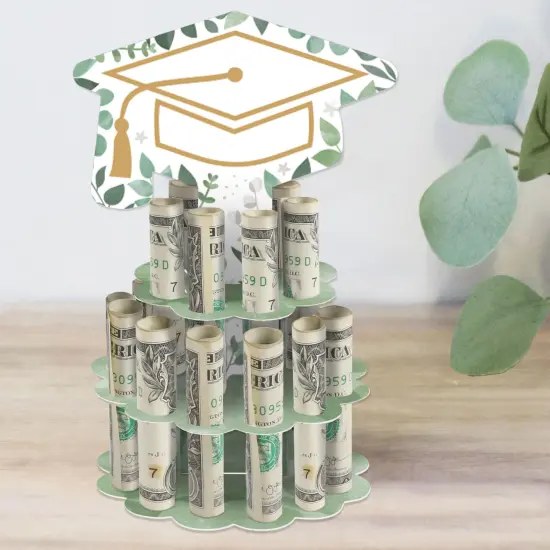 Big Dot of Happiness Boho Botanical Graduate - DIY Greenery Graduation Party Money Holder Gift - Cash Cake {1}