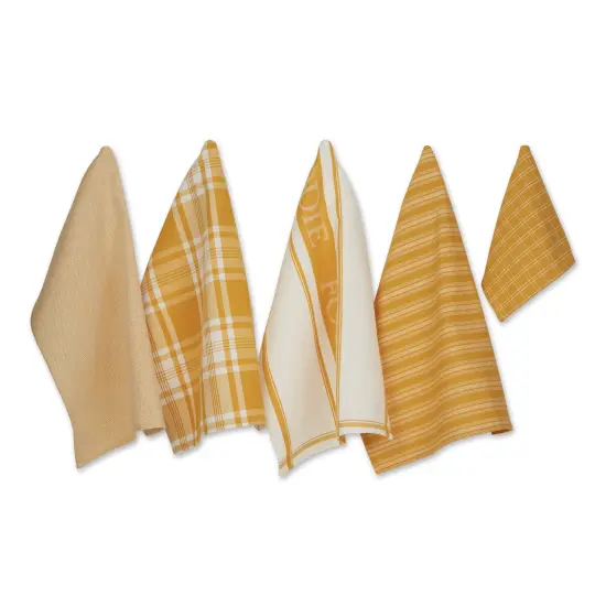 DII Asst Honey Gold Foodie Dishtowel And Dishcloth 5 Piece {1}