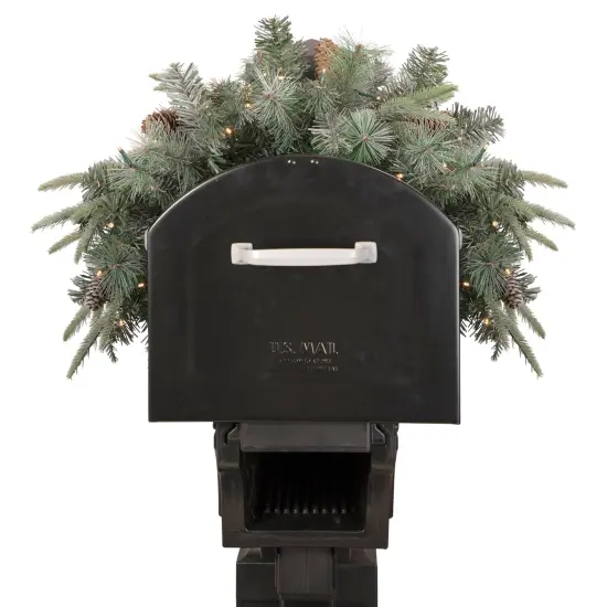 Northlight Real Touch&trade;️ Pre-lit Pinecone and Mixed Pine Artificial Mailbox Christmas Swag - 36" Green {4}