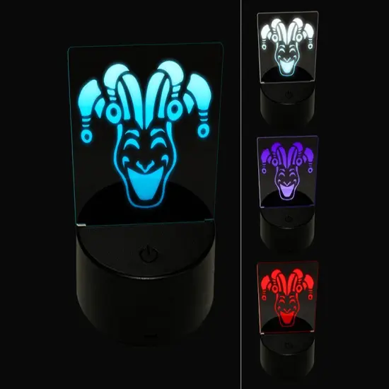 Jester Clown Joker Face Mardi Gras 3D Illusion LED Night Light Sign Nightstand Desk Lamp {1}