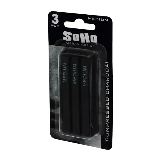 SoHo Urban Artist Compressed Charcoal Sticks, Pack of 3 Medium, Black, Ideal for Charcoal Drawing and Charcoal Art, Perfect for Artists, Students & Professionals, Create Varied Tones and Blends Easily {4}