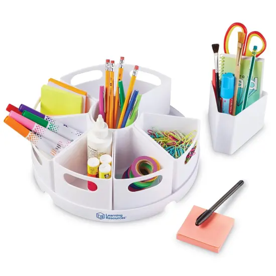 10 Piece set Art/Desk Organizer for Kids, Crayon/Homeschool Organizers and Storage, White {2}