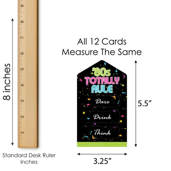 Big Dot of Happiness 80's Retro - Totally 1980s Party Game Pickle Cards - Dare, Drink, Think Pull Tabs - Set of 12 {6}