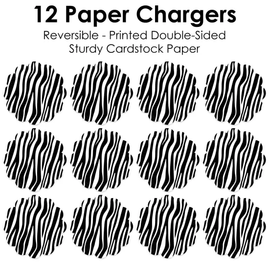 Big Dot of Happiness Zebra Print - Safari Party Round Table Decorations - Paper Chargers - Place Setting For 12 {7}