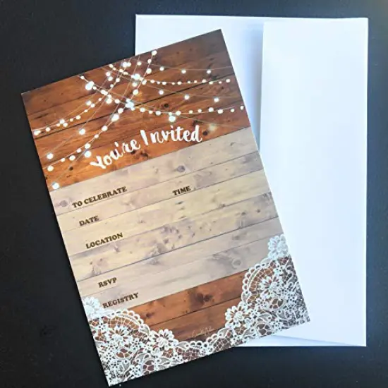 25 rustic invitations & 25 envelopes for wedding, bridal shower, birthdays, engagements, bachelorettes This barn rustic invite style is also great for housewarming, retirement & rehersal parties. {1}