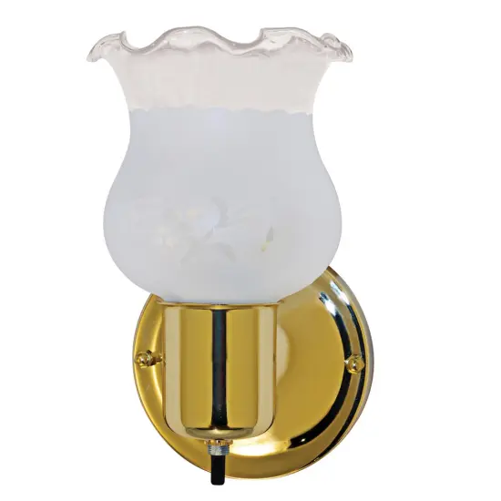 1-Light Wall Mounted Vanity & Wall Light Fixture in Polished Brass Finish {1}