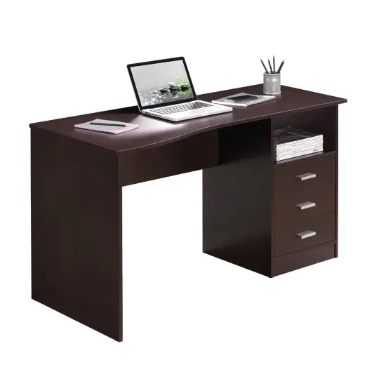 Techni Office Solutions 51.25" Brown Espresso Unique Techni Mobili Classic Computer Desk with Multiple Drawers {4}
