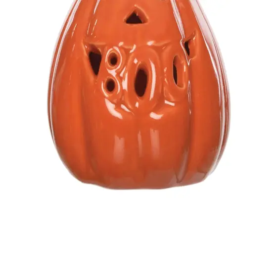 Pumpkin With Bat Halloween LED Figurine {4}