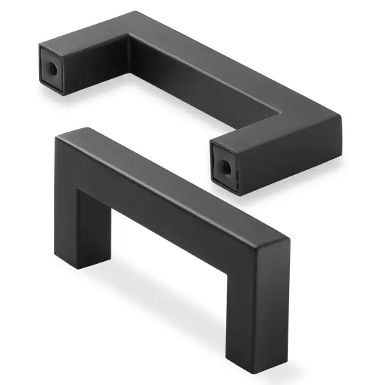Cauldham 25 Pack Kitchen Cabinet Square Pulls Handles -Drawer/Door Hardware - Style M274 - Matte Black {2}