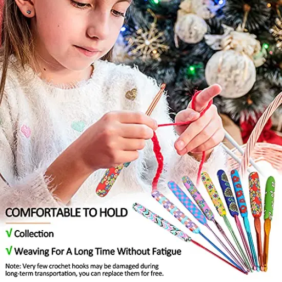 Warm Crochet Hooks for Grandmother, Art Aluminum Soft Grip Crochet Needles for Crocheting, Knitting Hook for Crochet Yarn Craft - Premium Knitting & Crochet Supplies {4}