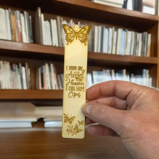 Bookmark - I have an angel in heaven I call him Opa - Birch wood {5}