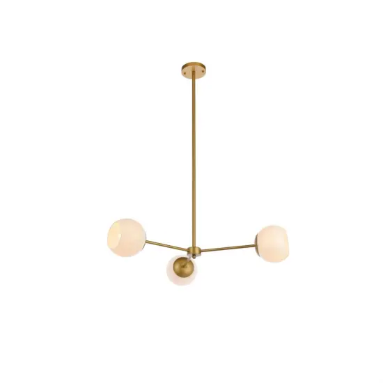 Briggs 32 inch pendant in brass with white shade {1}