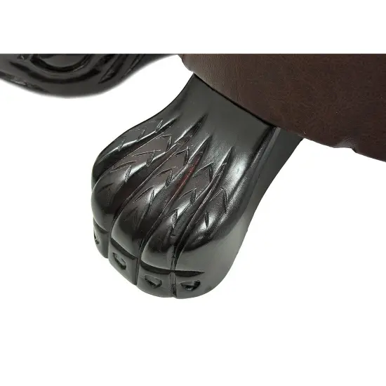 Elegant Walnut Finish Turtle Ottoman Foot Stool {4}